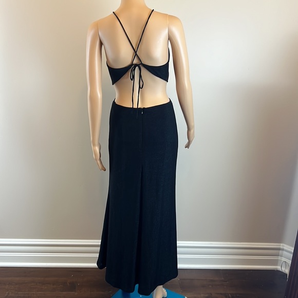 Misha Collection Black Angel Cut-Out Midi Halter Dress - Picture 8 of 10
